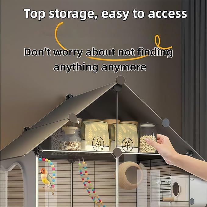 60in Large Flight Bird cage, Equipped with Bird's Nest， Ladder, Swing, Feeder, etc. with Wheels for Easy Outdoor Movement, Suitable for Parrots, Pigeons (White, 28.4" L x14.2W x 60" H)