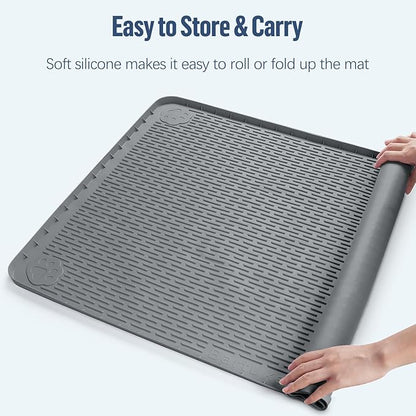 Pee Pad Holder for Dogs, 34" x 22" Silicone Pee Tray Mat Leak-Proof, High Edge, No Spill Pet Pad Holder for Puppy, Cat, Rabbit, Training Pads for Floor Protection, No Pee Pads (Dark Grey)