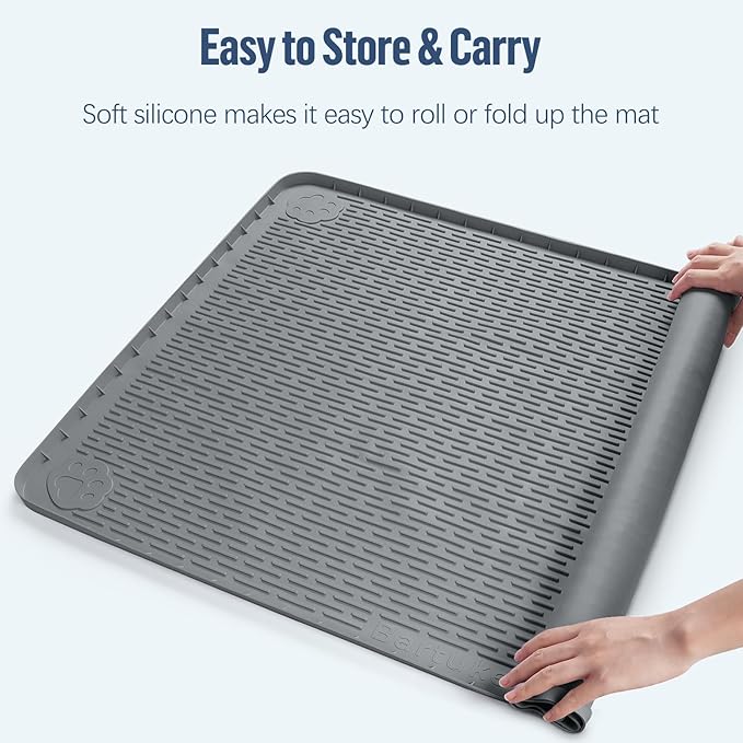 Pee Pad Holder for Dogs, 40" x 28" Silicone Pee Tray Mat Leak-Proof, High Edge, No Spill Pet Pad Holder for Puppy, Cat, Rabbit, Training Pads for Floor Protection, No Pee Pads (Dark Grey)