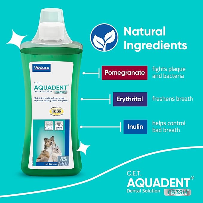 Virbac C.E.T. Aquadent Dental Solution for Dogs and Cats (500 ml)
