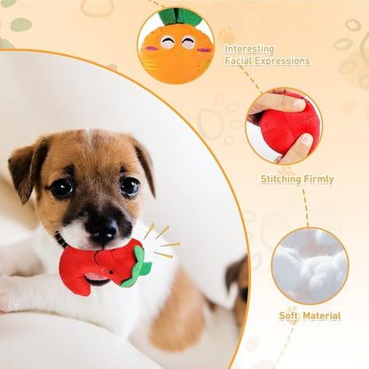 MRSOHRET Squeaky Dog Toys, 15Pcs Small Plush Puppy Toy, Dog Toys to Keep Them Busy, Interactive Squeak Stuffed Toys for Small Medium Dogs with Basket, Reduce Boredom and Teeth Cleaning