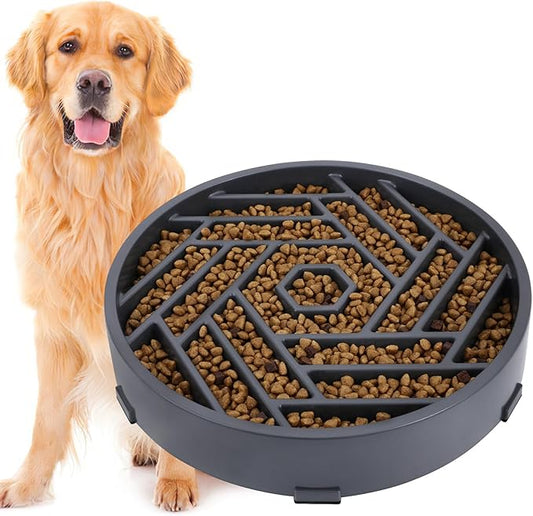 TOBYTO Slow Feeder Dog Bowls Large Medium Breed,Anti-Choking Slow Eating Dog Food Bowl,Non Slip Pet Slower Food Feeding Bowls Large Puzzle Slow Feeder Bloat Stop Maze Dog Dishes,Gray