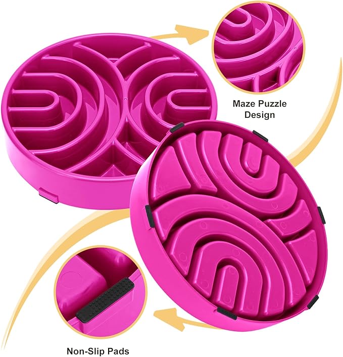 WHIPPY Slow Feeder Dog Bowls Anti-Choking Maze Dog Food Bowl Anti-Slip Interactive Dog Puzzle Feeder Dog Bowl Pet Bowl for Large Medium Dogs,Purple