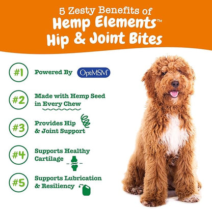Zesty Paws Mobility Bites Joint Supplement for Dogs - Soft Chews with Glucosamine for Dogs, Chondroitin, & MSM + Vitamins C and E - Hemp - Chicken - 90ct