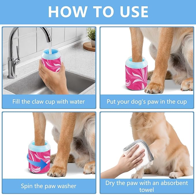 Dog Paw Cleaner Mudbuster Dog Foot Washer for Small Medium Large Dogs Cats Premium Pet Supplies Pink Retro Pattern Bohemian01