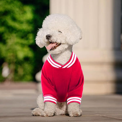Dog Sweaters for Large Dogs, Brushed Fleece Dog Sweater Baseball Jacket Large Pet Sweater Clothes Soft Warm Boy Girl Pet(Red-XL)