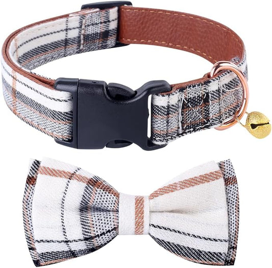 Yizepet Dog Collar with Bow Tie- Adjustable pet Collar for Dogs with Plastic Buckle Collar, Stylish Pattern for Small Medium or Large Boy and Girl Dog and Cat