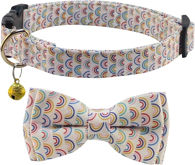 Yizepet Dog Collar with Bow Tie- Adjustable pet Collar for Dogs with Plastic Buckle Collar, Stylish Pattern for Small Medium or Large Boy and Girl Dog and Cat