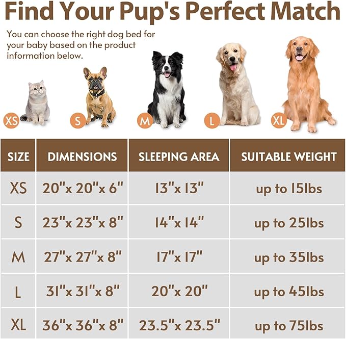 JOLLYVOGUE Small Dog & Cat Beds for Indoor Cats, Donut Cuddler Warming Soft Dog Beds with Anti-Slip Bottom, Round Calming Fluffy Plush Faux Fur Cushion Bed for Small Dogs (20", Orange)