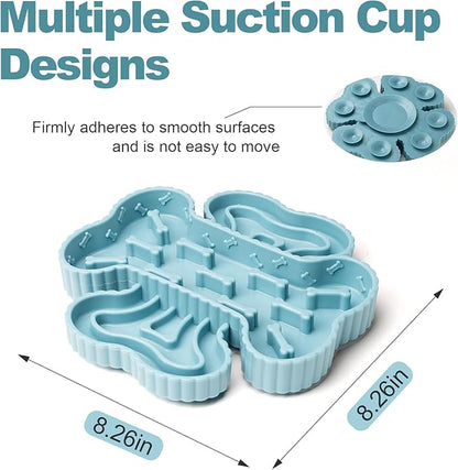 2 in 1 Slow Feeder Dog Bowls, Lick Mat for Dogs with Suction Cups, Dry and Wet Interactive Dog Puzzle Feeder Bowls for Anxiety Relief, Silicone Dogs Feeding Mat Pad Dish for Slow Down Eating