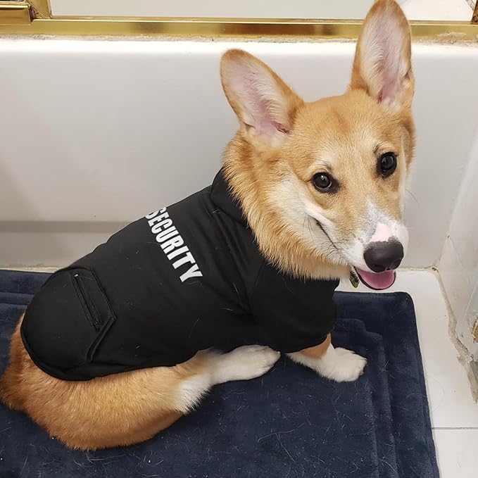 Dog Hoodie Security Glow-in-The-Dark Dog Sweater Sweatshirt Hooded Soft Brushed Fleece Winter Clothes with Dual Pocket Zip Puppy Hoodies for Small Medium Large Dogs Black M