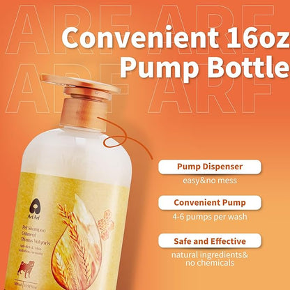 Arf Arf Odor Control Dog Shampoo - Advanced Deodorizing Formula for Smelly Dogs with Soothing Hydrolyzed Oat Protein for Dry, Itchy Skin Relief - Long Lasting Fresh Scent - Pro Grooming Results - 16oz