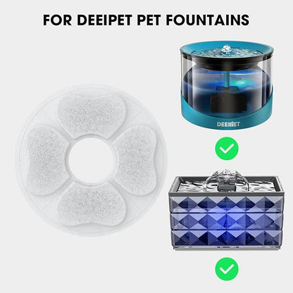 8 Packs Cat Water Fountain Food Grade Replacement Filters & Sponges for 74oz, 135oz Automatic Pet Fountain Dog Water Dispenser