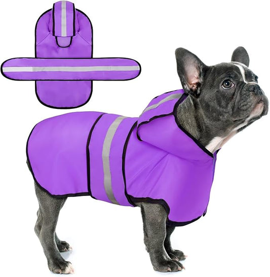 Paiaite Dog Raincoat: Hooded Slicker Poncho, Durable Waterproof Jacket with Reflective Stripes for Safety, Convenient Leash Hole Adjustable Fit, Perfect for Small, Medium Large Dogs Purple M