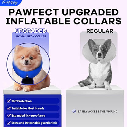 Inflatable Dog Cone Collar with Detachable Sturdy Shield,Soft&Lightweight-Ideal for Post-Surgery Recovery and Daily Wear,Suitable for Small Medium Large Dog Breeds(Blue,L)