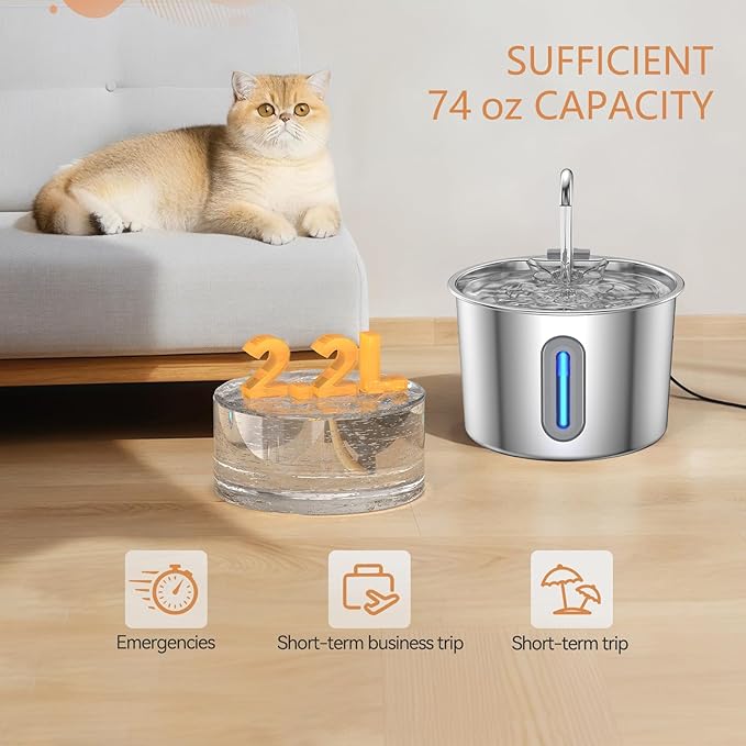 Automatic Pet Cats Water Fountain Dispenser for Dog Waterer Drinker Feeders Bowl Container Feeding Supplies Low Noise Drinking Fountain