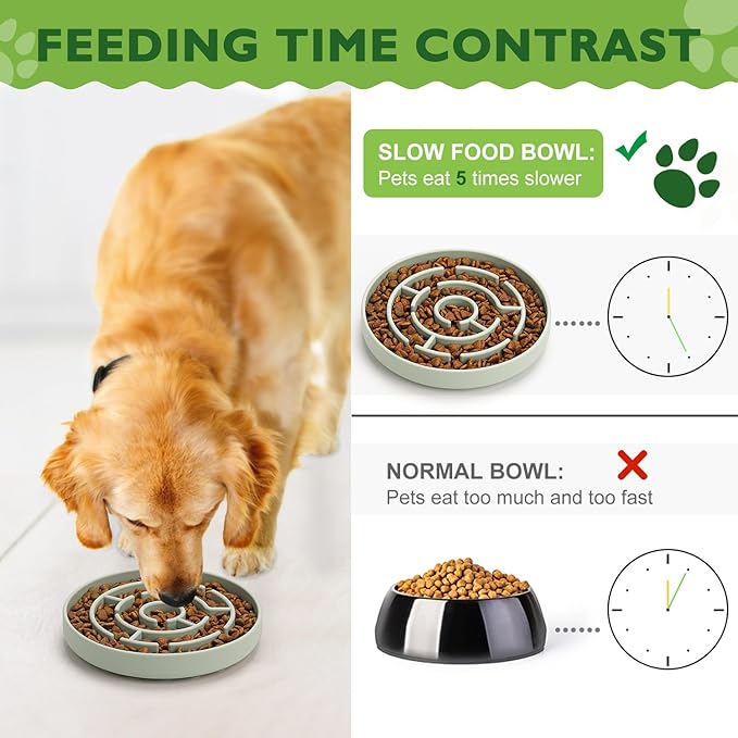 Slow Feeder Dog Bowls Silicone Maze Food Suction Bowl Feeders Pet Puzzle Lick Mat to Slow Down Eating for Small Breed Size Dogs