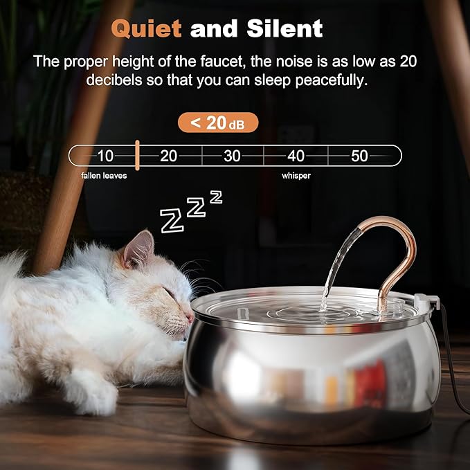 Casfuy PWS-143 Stainless Steel Cat & Dog Water Fountain with Swan-Neck Copper Spout, 135-oz