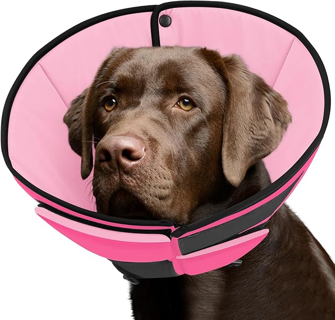 Queenmore Dog Cone XL, Soft Dog Cones for Large Dogs After Surgery, Cone for Dogs to Stop Licking, Elizabethan Collar for Pet, Alternative to Recovery Collar for Large Breeds, Pink XL
