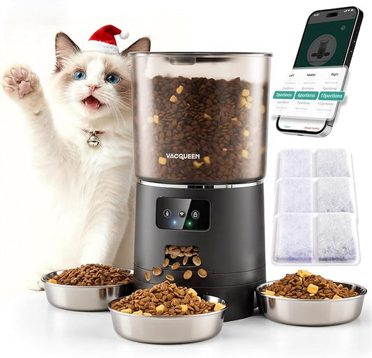Automatic Cat Feeder for 3 Cats, 6L/25 Cup Cat Food Dispenser with Strong Anti-Jam System, Dual-Effect Desiccant, Smart WiFi App Control Pet Feeder, Automatic Dog Feeder, Gifts for Christmas