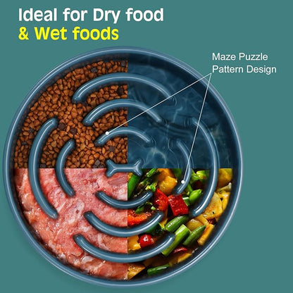 WHIPPY Large Slow Feeder Dog Bowls for Large Medium Dogs Anti-Chocking Slow Feeding Maze Dog Food Bowl Slow Eating Interactive Bloat Stop Puzzle Bowl,Blue