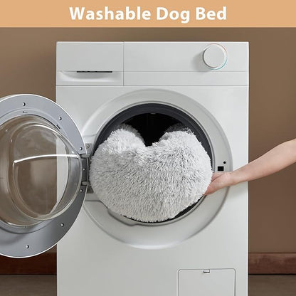 WNPETHOME Donut Dog Beds Large Sized Dog,Anti-Anxiety Caming Large Pet Bed,Fluffy Faux Fur Plush Puppy Bed，Warming Cozy Soft Round Bed for Pet, Cat Cuddler Cushion