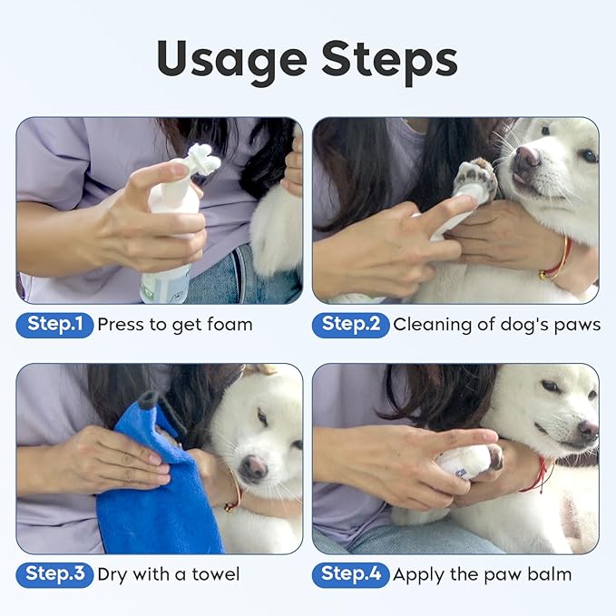 Dog Paw Care Kit- Paw Cleaner and Balm for Pet Foot Washer Care (2 Pack Cleaners and 1 Pack Balm)