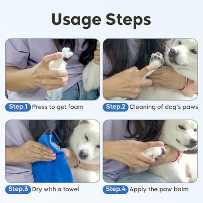 Dog Paw Care Kit- Paw Cleaner and Balm for Pet Foot Washer Care (2 Pack Cleaners and 1 Pack Balm)