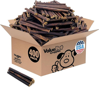 ValueBull USA Collagen Sticks for Small Dogs, 6 Inch Thin Chews, Natural Dog Treats, 400 Count Wholesale Pack - Promotes Joint, Skin & Coat Health with Glucosamine and Chondroitin