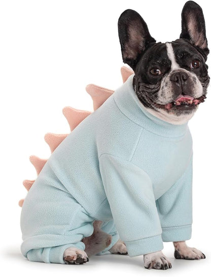 Halloween Fleece Dinosaur Dog Pajamas Adorable Costume French Bulldog Holiday Outfit Pet Cute Puppy Hoodie Cosplay Animal Costume for Small Medium Dog Christmas Winter Coat