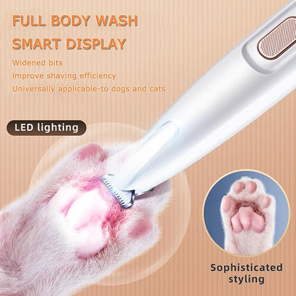 2PCs Dog Paw Trimmer with LED Light,35dB Low Noise Precision Pet Paw Trimmer for Dogs Cats Grooming Clippers,Safety Electric Paw Hair Trimmer for Paws,Ears,Rump,Face,Eyes