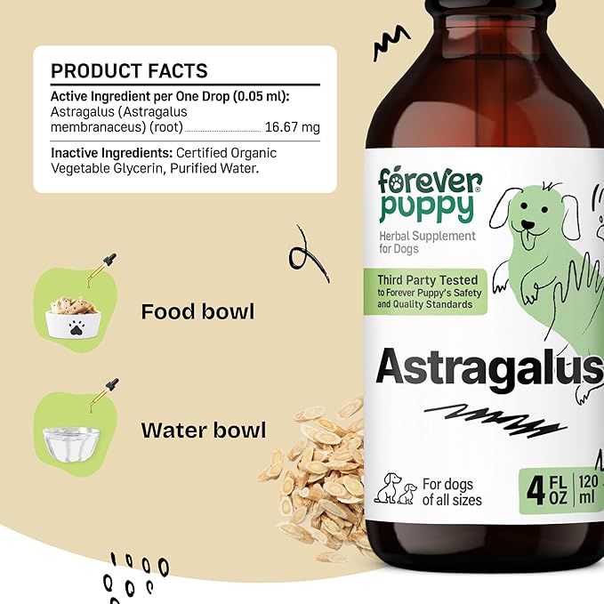 Forever Puppy Astragalus Root Drops for Dogs - Astragalus Membranaceus Extract for Dogs' Immune Support - Herbal Pet Liquid Supplements for Immunity & Joyful Pet Care - 4 oz