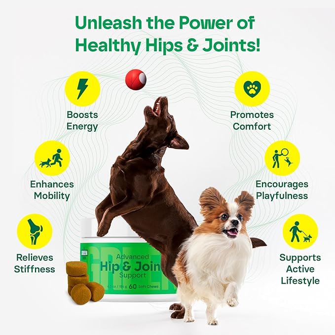 MedsMeHappy Hip & Joint Supplement for Dogs - Bacon Flavor Soft Chews - Mobility & Flexibility Support - MSM, Chondroitin, Glucosamine for Dogs - 60 Count, Dog Glucosamine for Small & Medium Breeds