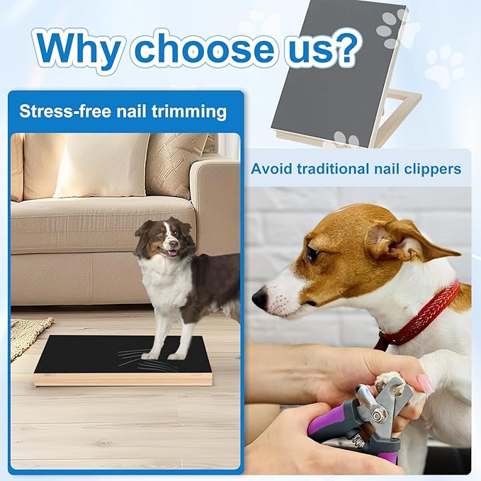 Dog Nail Scratch Pad with Sandpaper Filing Replacement Sandpapers Included and Non-Slip Pad, Scratch Board Trimming Tool Alternative to Dog Nail Clippers and Grinders (Without Treat Box)