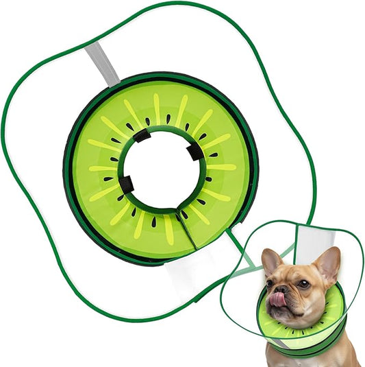 Sponge Dog Cone Collar, Dog Recovery Collar Alternative with Detachable High Clear Shield, Adjustable Soft Neck Cone for Small Medium Large Dogs, Stop Licking After Surgery (Kiwi,S)