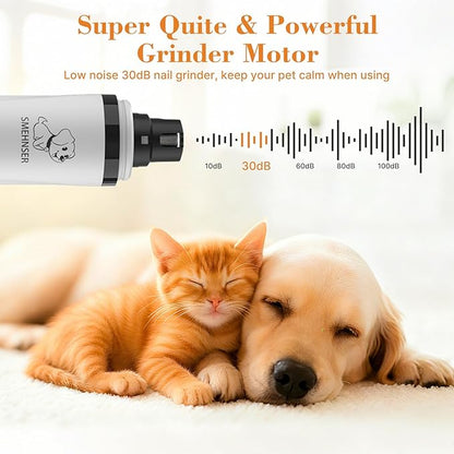 ahansi Dog Nail Grinder, 2026 Upgrade Quiet Dog Nail Grinder Cordless with LED Light & 3 Speeds, Quick USB Rechargeable Dog Nail Trimmer for Thick and Long Nails (1pc+2 Heads)