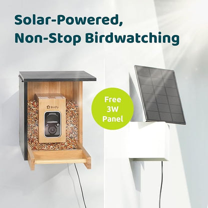 Birdfy Smart Bird Feeder with Camera, High-End Bamboo, Solar Powered Bird-Feeder with 2K Camera for Live Stream&Permanent AI Identifies Birds with Motion Detection,Ideal for Mom,Gran&Me