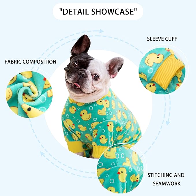 Paiaite Dog Pajamas Onesie: Comfortable Four-Legged Apparel for Small, Medium, & Large Dogs, Polyester Material for Comfort, Wrinkle Resistance, Moisture Wicking, and Stretchiness Yellow Duck XS