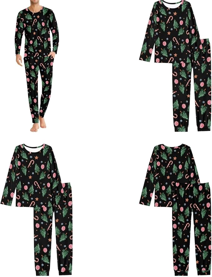 Christmas Family Pajamas Matching Sets with Pockets Dog Costumes for Small Dogs Long Sleeve Sleepwear Plus Size