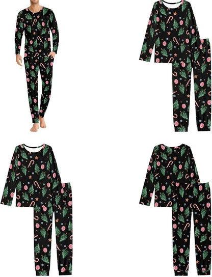 Christmas Family Pajamas Matching Sets with Pockets Dog Costumes for Small Dogs Long Sleeve Sleepwear Plus Size