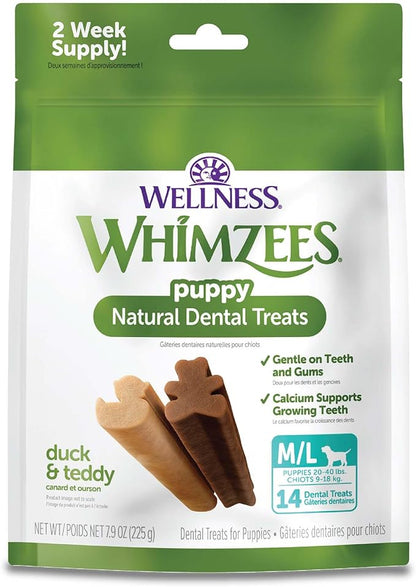 WHIMZEES Wellness Puppy Dog Dental Treats, Natural Chews, Medium & Large Size Stick, (14 Count)