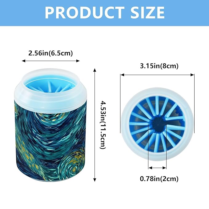Dog Paw Cleaner Cups for Dogs Pets Foot Washer Paw Scrubber for Medium Small Dogs Cats Cleaning Cup Starry Sky Swirling Neon Green