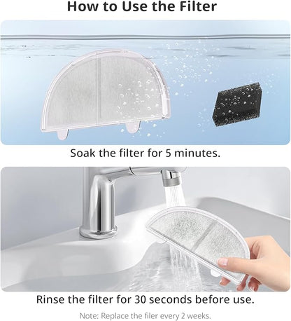 3 Pack Cat Water Fountain Filter, Replacement Filters for WF20/CF20 Wireless Pumps Cat Water Fountain,Triple Filtration System (3 Pcs Sponges)