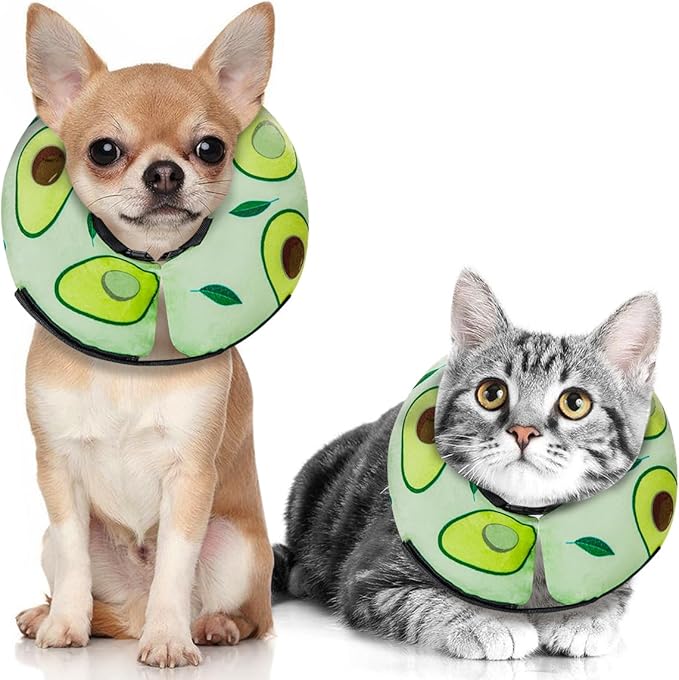 MIDOG Inflatable Dog Cone Alternative for After Surgery - Soft Protective Donut Collar Prevents Licking, Comfortable Recovery E-Collar Alternative for Small Medium Large Dogs (Avocado,XS)