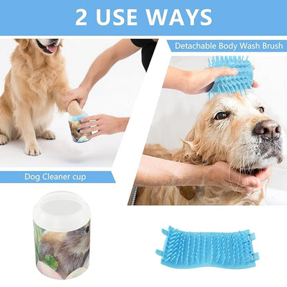 Dog Paw Cleaner Mudbuster Dog Foot Washer for Small Medium Large Dogs Cats Premium Pet Supplies Watercolor Easter Bunny Clover
