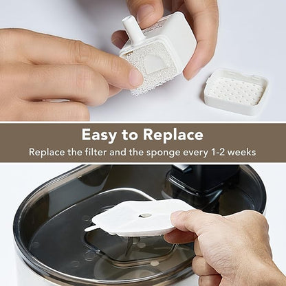 9 Packs Official Replacement Filters and 9 Packs Sponges for 152oz/4.5L Wireless Cat Water Fountain PTM-643