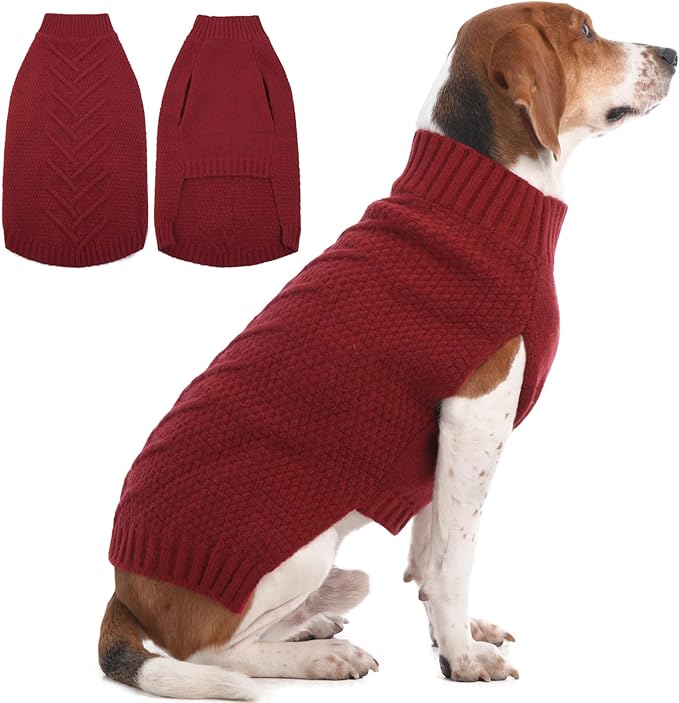 IECOii Dog Sweater Large Size Dog, XL Dogs Sweater Sleeveless with Good Stretchy, Warm Winter Knitwear for Male Female Dogs, Cold Weather Sweaters for Christmas Thanksgiving Halloween, DarkRed-XL