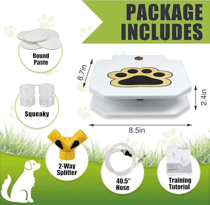 Poofzy Dog Water Fountain Step On, Outdoor Dog Water Sprinkler for Large Dogs, Dog Water Toy Dog Sprinkler Paw Activated with Upgrade Copper Valve Set, Easy to Use, Fresh Water to Drink