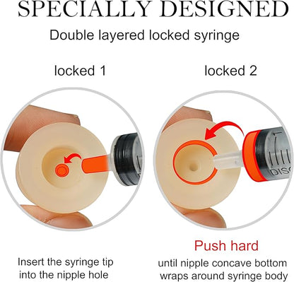 Doggiema Silicone Feeding Nipple and Syringes for Newborn Kittens, Puppies, Rabbits, Small Animals, Bubble Milk Bowl (3 Size Nipple+3 Syringes)