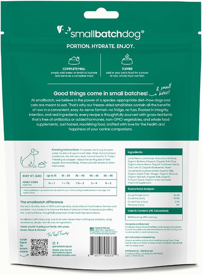 smallbatch Pets Freeze-Dried Raw Dog Food – Lamb Recipe – 7oz Small Bites – High Protein, Grain Free – Complete Meal or Topper – Made in USA with Organic Superfoods 7 Oz, Turkey